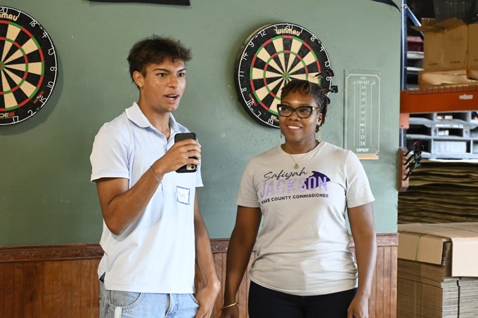 A community interview in progress at the October 2026 Wake Dems event