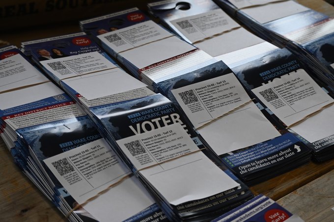 Information at the resource table at the October 2026 Wake Dems event